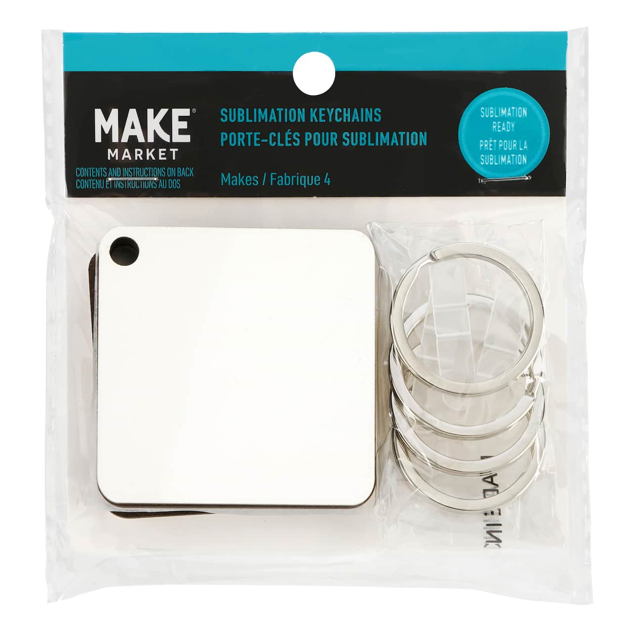 12 Packs: 4 ct. (48 total) 1.9 Sublimation Keychains by Make